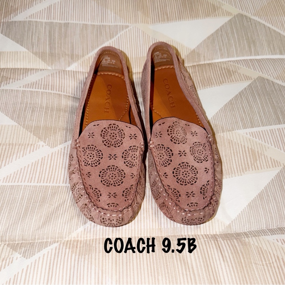 Coach Mauve Floral Cutout Loafers